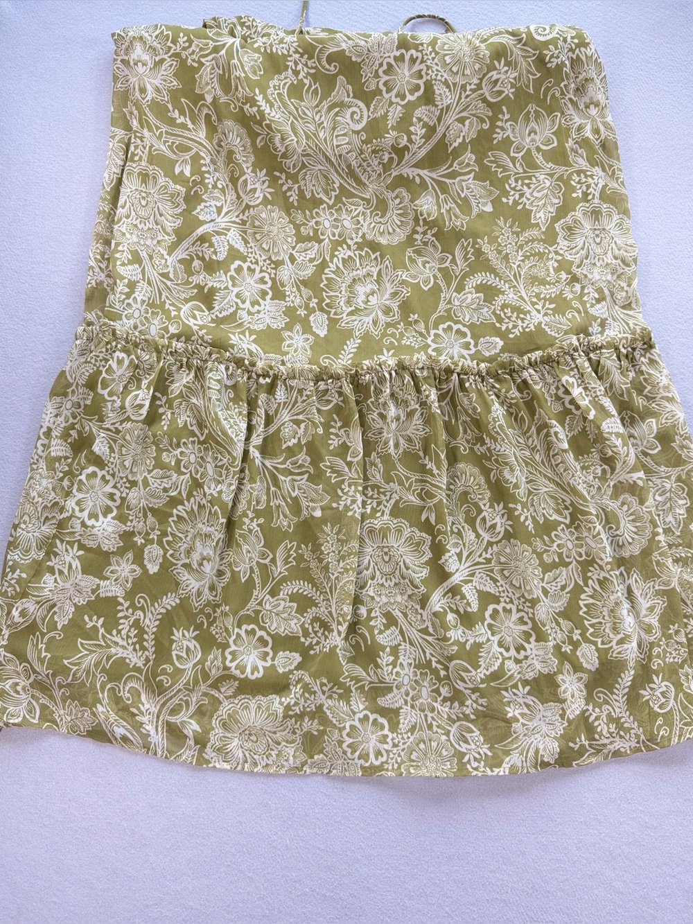 Patrons of Peace Olive Floral Boho Cottagecore Smocked Maxi Dress Small - Picture 7 of 11